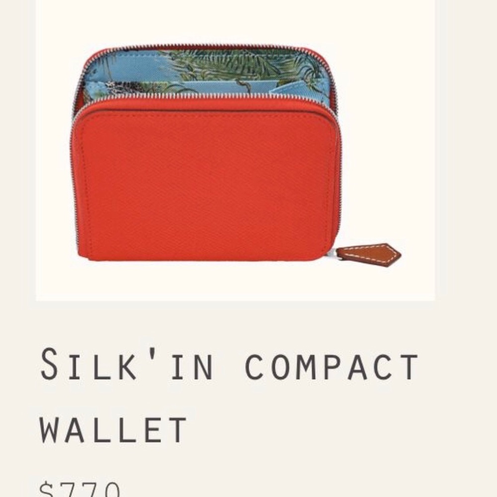 Hermès silk’ in compact wallet - orange color